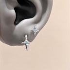 ASTM F136 Titanium North Star Septum Ring｜16G Hinged Clicker｜Blue CZ Daith Jewelry｜Hypoallergenic｜Helix Conch Rook Cartilage - Image 3