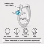 ASTM F136 Titanium North Star Septum Ring｜16G Hinged Clicker｜Blue CZ Daith Jewelry｜Hypoallergenic｜Helix Conch Rook Cartilage - Image 7