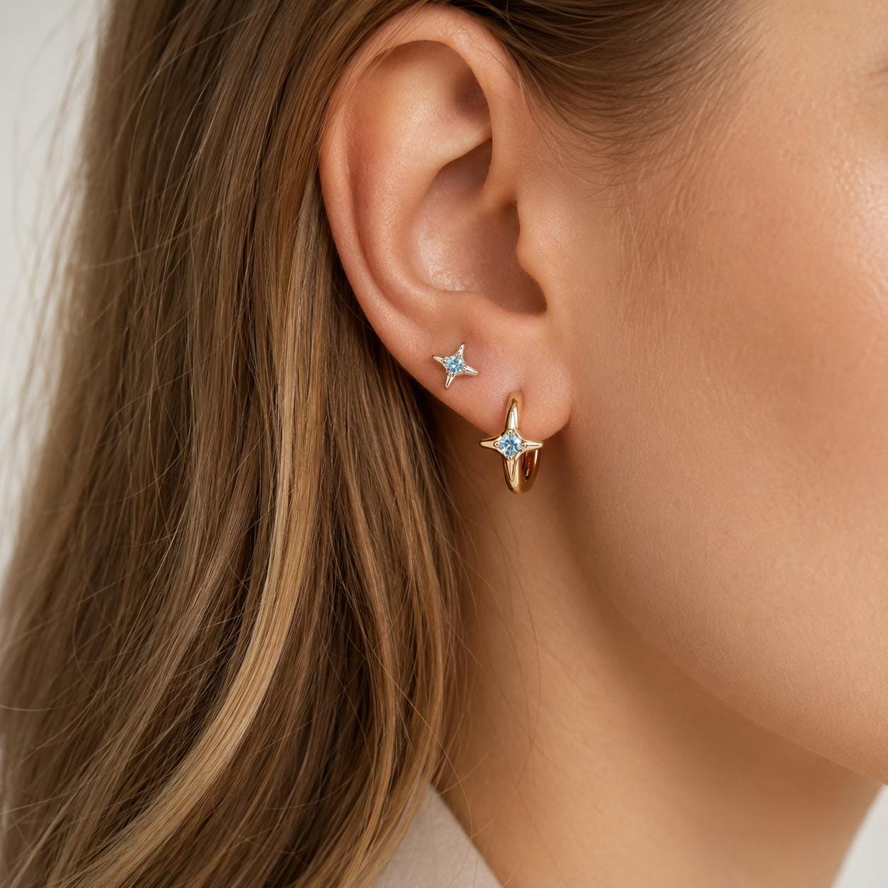 ASTM F136 Titanium North Star Septum Ring｜16G Hinged Clicker｜Blue CZ Daith Jewelry｜Hypoallergenic｜Helix Conch Rook Cartilage - Image 2