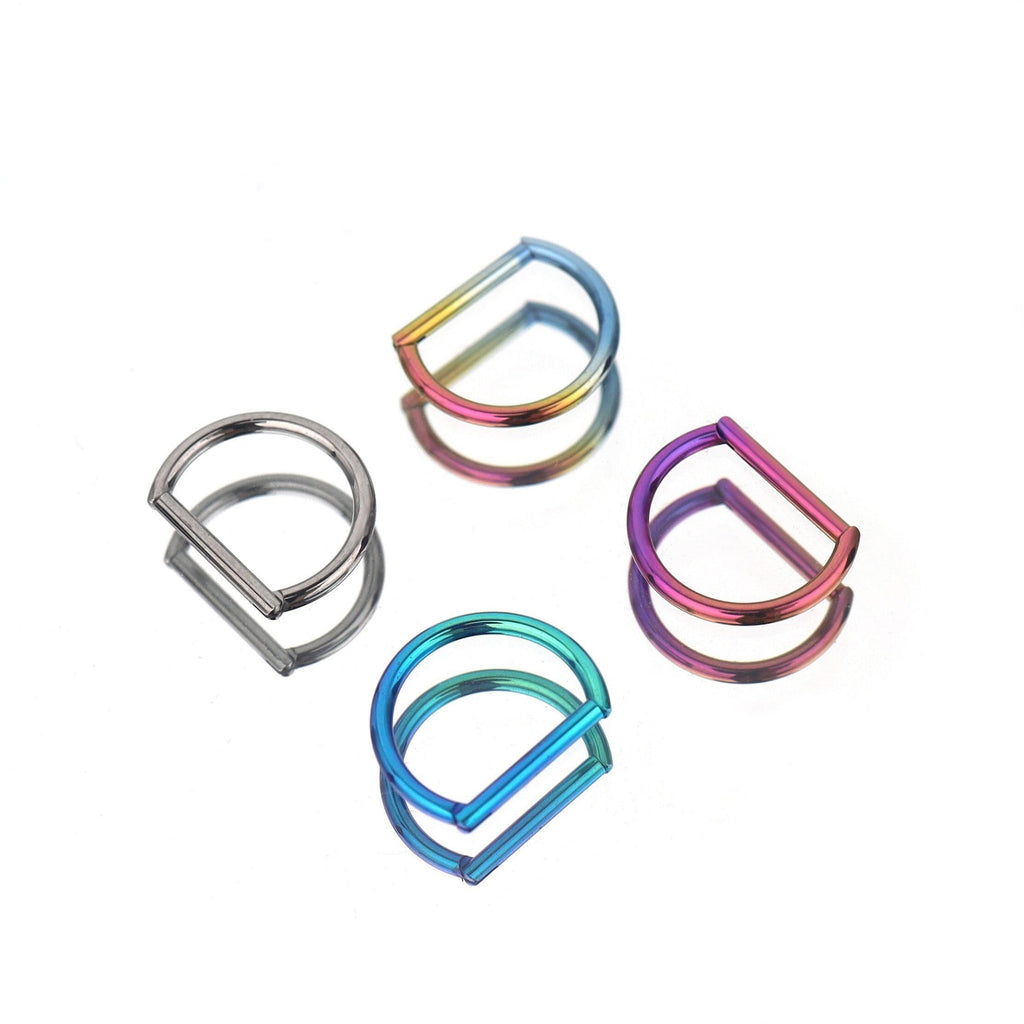 ASTM F136 Titanium D Shape Septum Ring｜16G Hinged Clicker｜Minimalist Daith Jewelry｜Hypoallergenic｜Helix Conch Rook Cartilage - Image 2