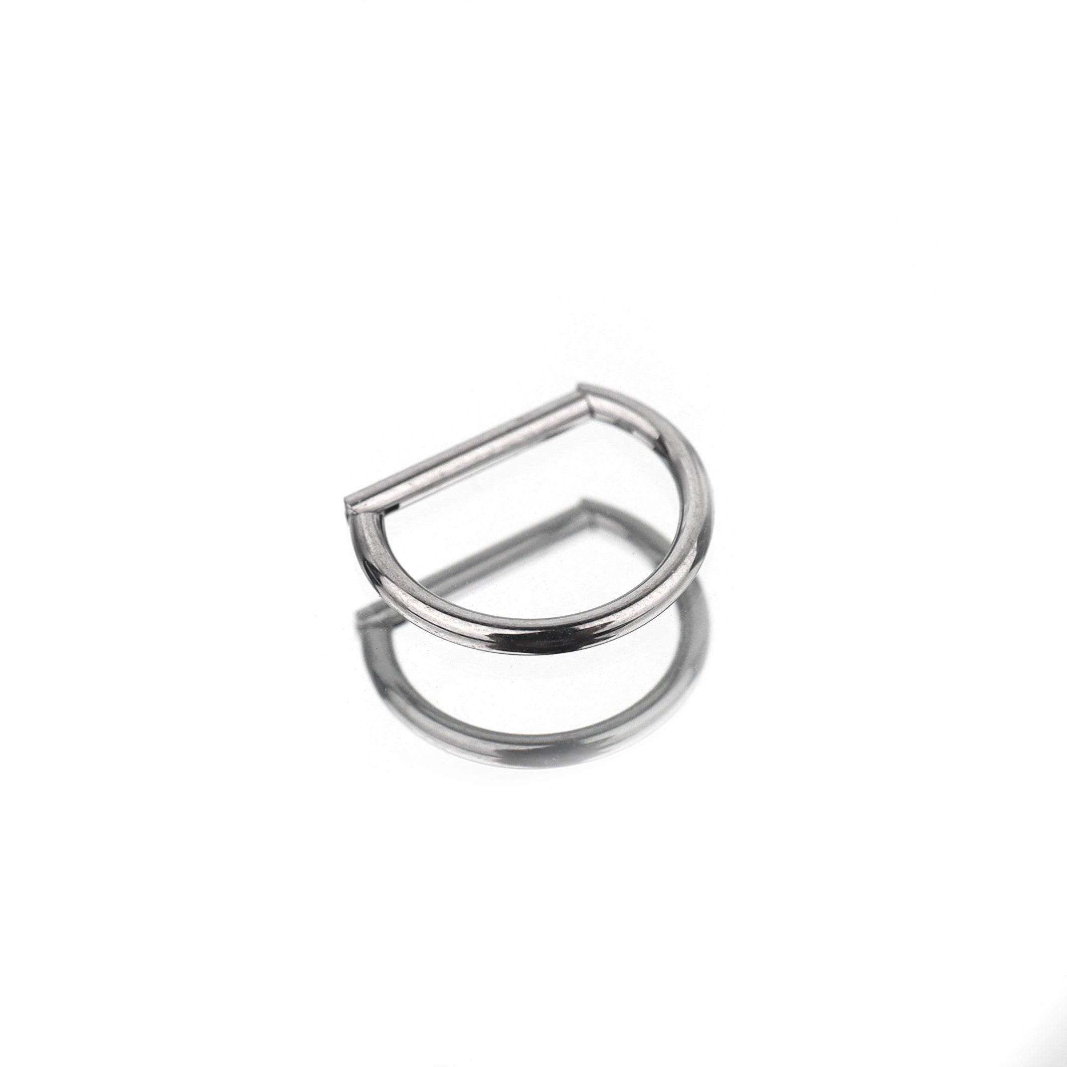 ASTM F136 Titanium D Shape Septum Ring｜16G Hinged Clicker｜Minimalist Daith Jewelry｜Hypoallergenic｜Helix Conch Rook Cartilage - Image 3