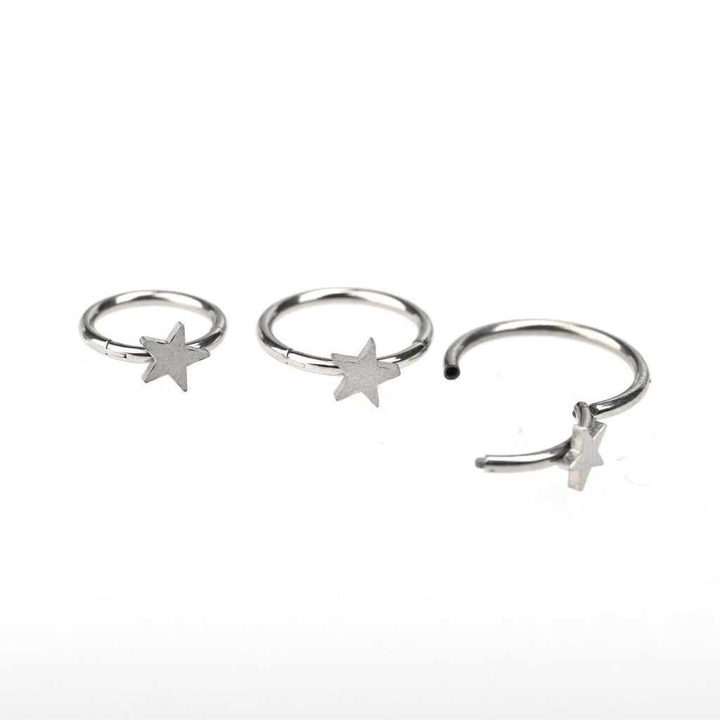 ASTM F136 Titanium Star & Cross Septum Ring｜16G Hinged Clicker｜Minimalist Daith Jewelry｜Hypoallergenic｜Helix Conch Rook Cartilage - Image 4