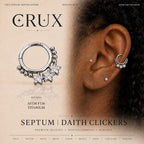 ASTM F136 Titanium Triple Star Septum Ring｜16G Hinged Clicker｜Sparkling CZ Daith Jewelry｜Hypoallergenic｜Helix Conch Rook