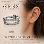 ASTM F136 Titanium Double Row CZ Septum Ring｜16G Hinged Clicker｜Sparkling Daith Jewelry｜Hypoallergenic｜Helix Conch Rook Cartilage
