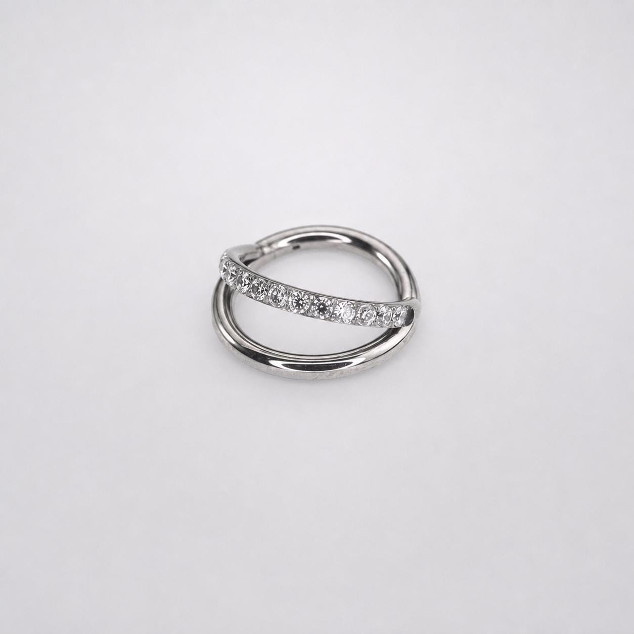 ASTM F136 Titanium Double Layer CZ Septum Ring｜16G Hinged Clicker｜Stacked Daith Jewelry｜Hypoallergenic｜Helix Conch Rook Cartilage - Image 6