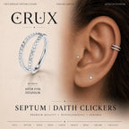 ASTM F136 Titanium Double Hoop Studded Septum Ring｜16G Hinged Clicker｜Punk Daith Jewelry｜Hypoallergenic｜Helix Conch Rook Cartilage