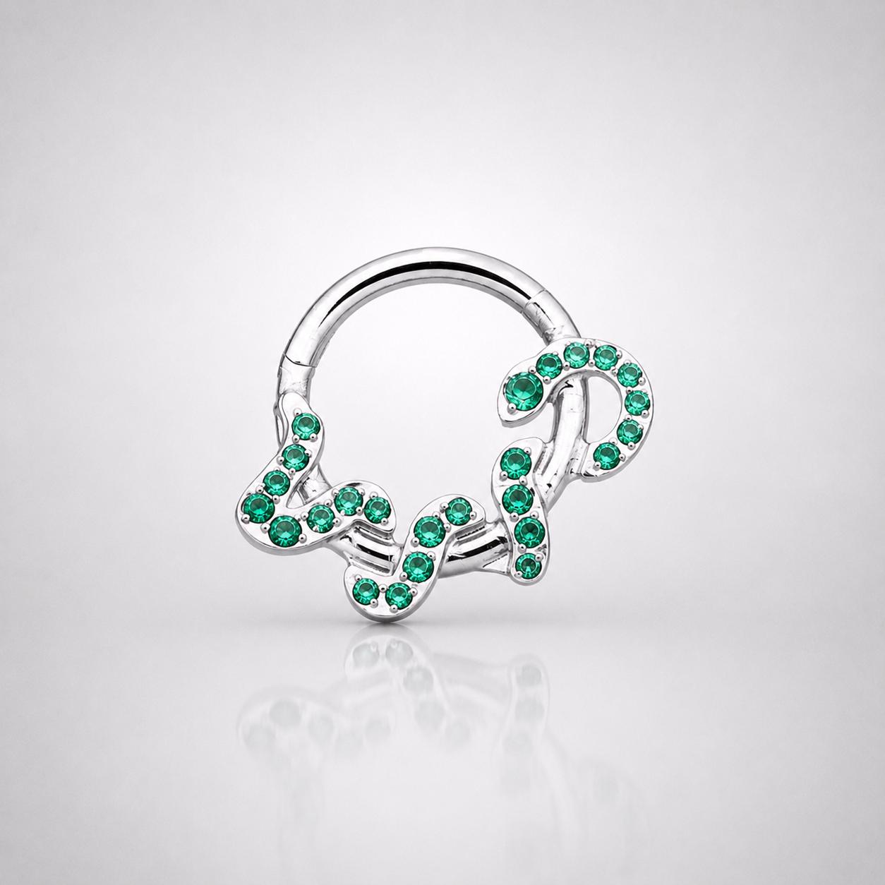 ASTM F136 Titanium Snake Septum Ring｜16G Hinged Clicker｜Sparkling CZ Serpent Daith Jewelry｜Hypoallergenic｜Helix Conch Rook - Image 9