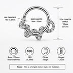 ASTM F136 Titanium Snake Septum Ring｜16G Hinged Clicker｜Sparkling CZ Serpent Daith Jewelry｜Hypoallergenic｜Helix Conch Rook - Image 10