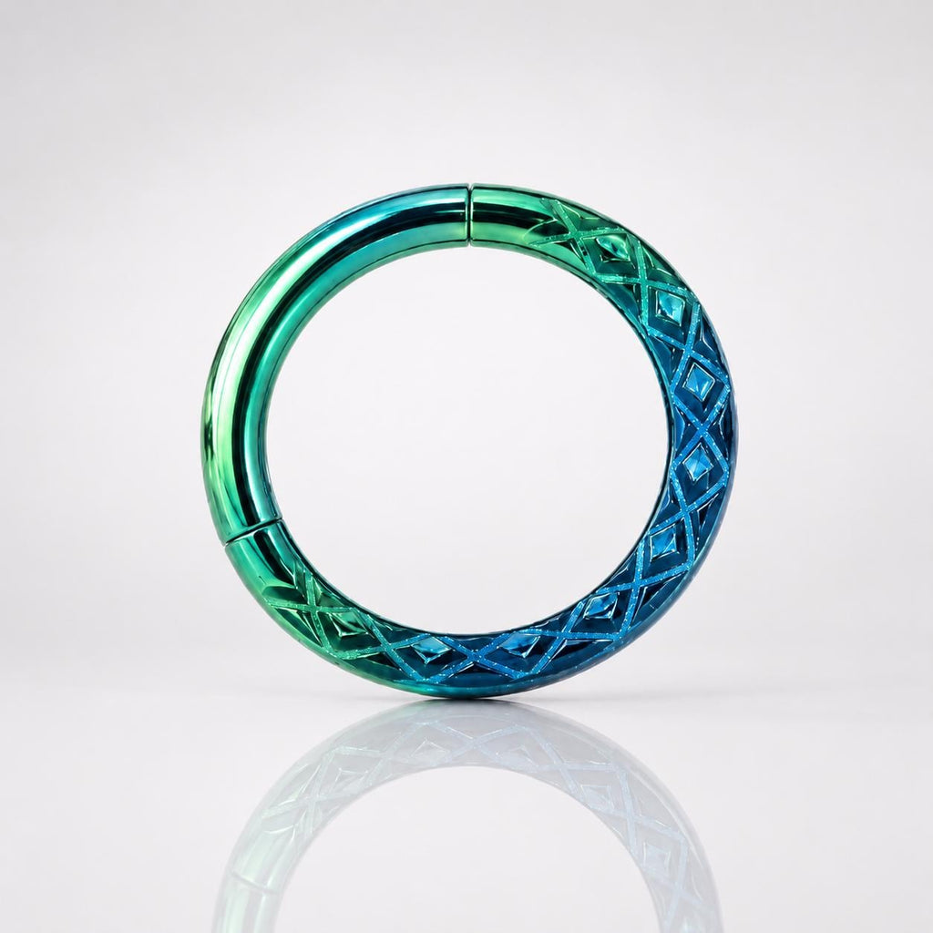 ASTM F136 Titanium Faceted Rainbow Septum Ring｜16G Hinged Clicker｜Iridescent Daith Jewelry｜Hypoallergenic｜Helix Conch Rook - Image 6