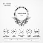 ASTM F136 Titanium Bat Wing Heart Septum Ring｜16G Hinged Clicker｜Gothic CZ Daith Jewelry｜Hypoallergenic｜Helix Conch Rook Cartilage - Image 8
