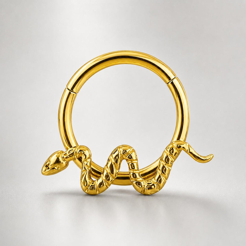 ASTM F136 Titanium Snake Septum Ring｜16G Hinged Clicker｜Serpent Daith Jewelry｜Hypoallergenic｜Helix Conch Rook Cartilage - Image 7