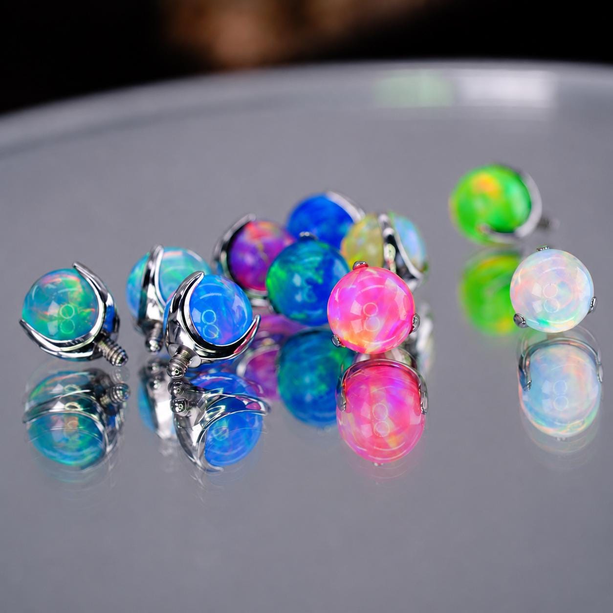 Multicolor Titanium Jelly Opal Piercing Top - image 5