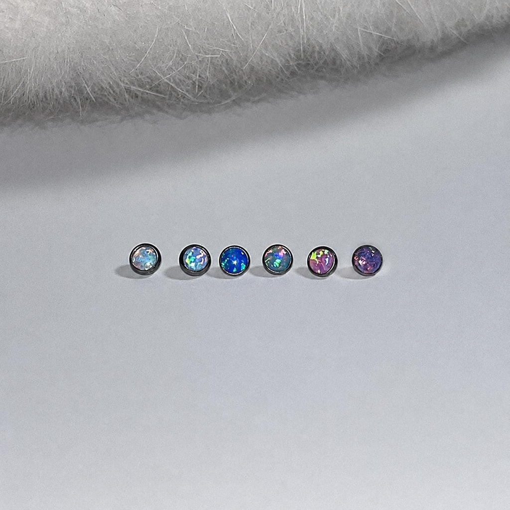 Titanium Fire Opal Bezel Piercing Top - image 6