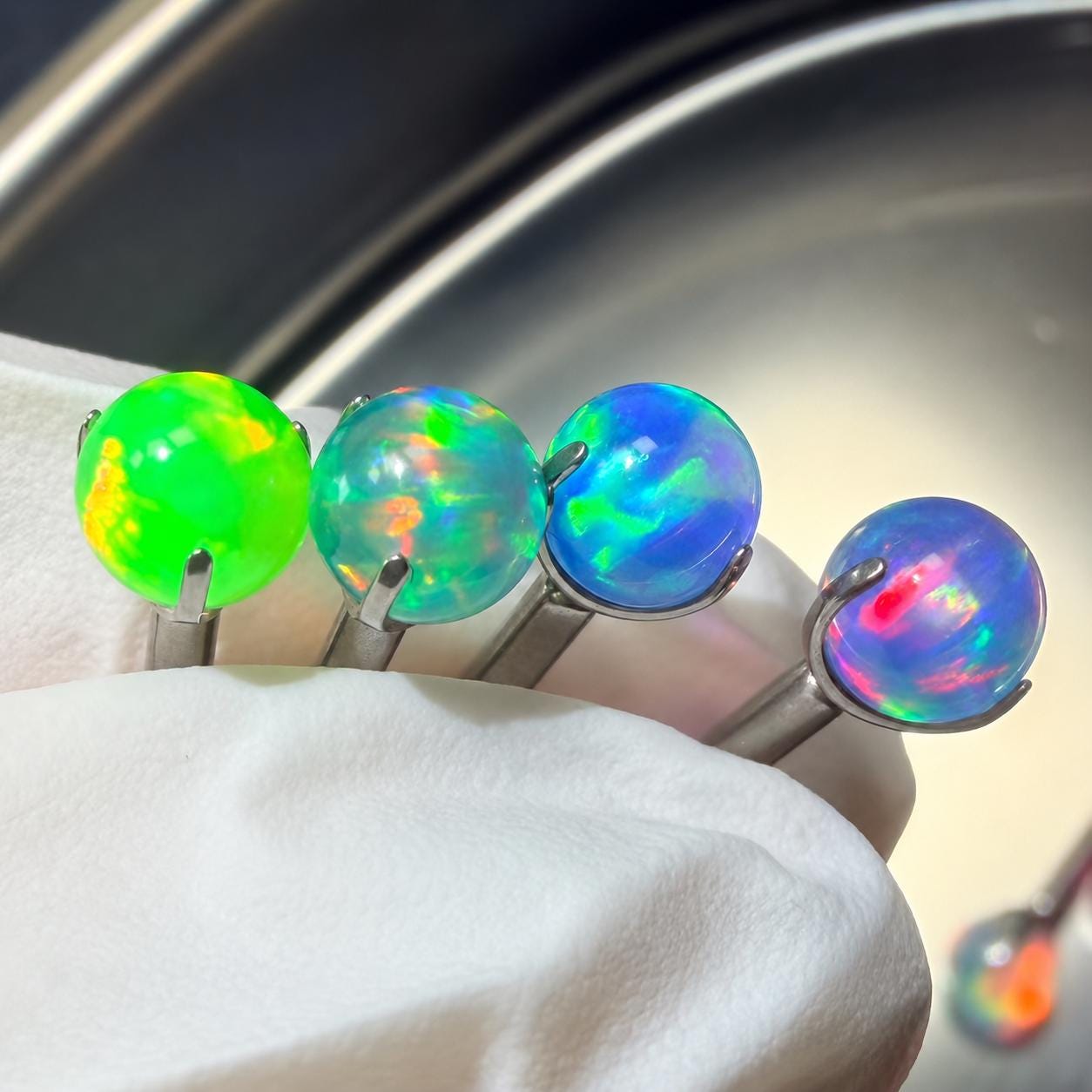 Titanium Aurora Orb Opal Piercing Top - image 6