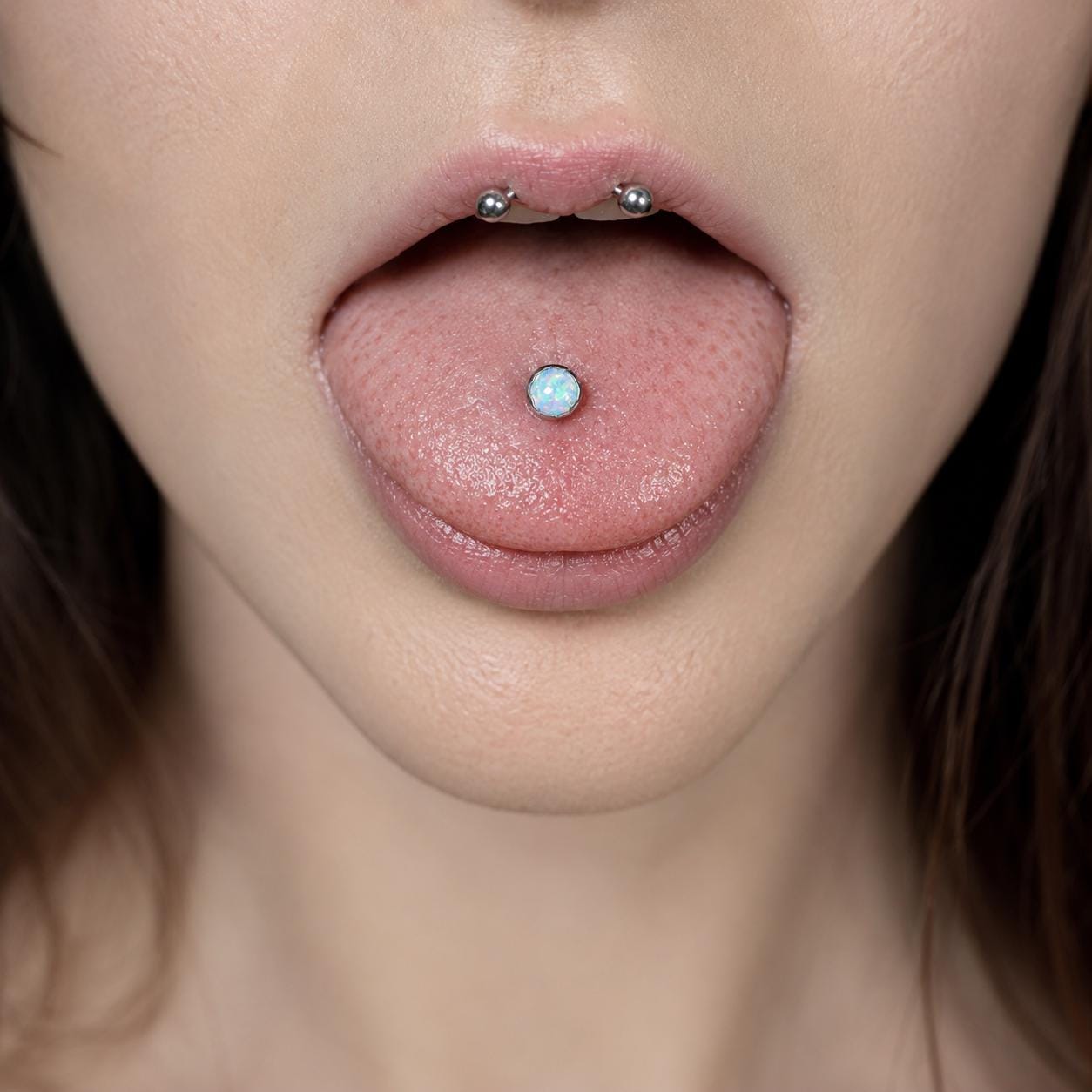 Titanium Jelly Opal Wave-Edge Piercing Top - image 2