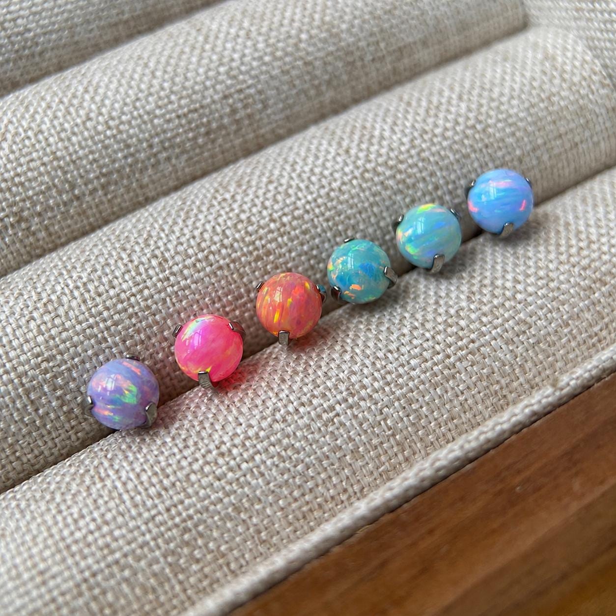 Titanium Fire Opal Four-Prong Piercing Top - image 2