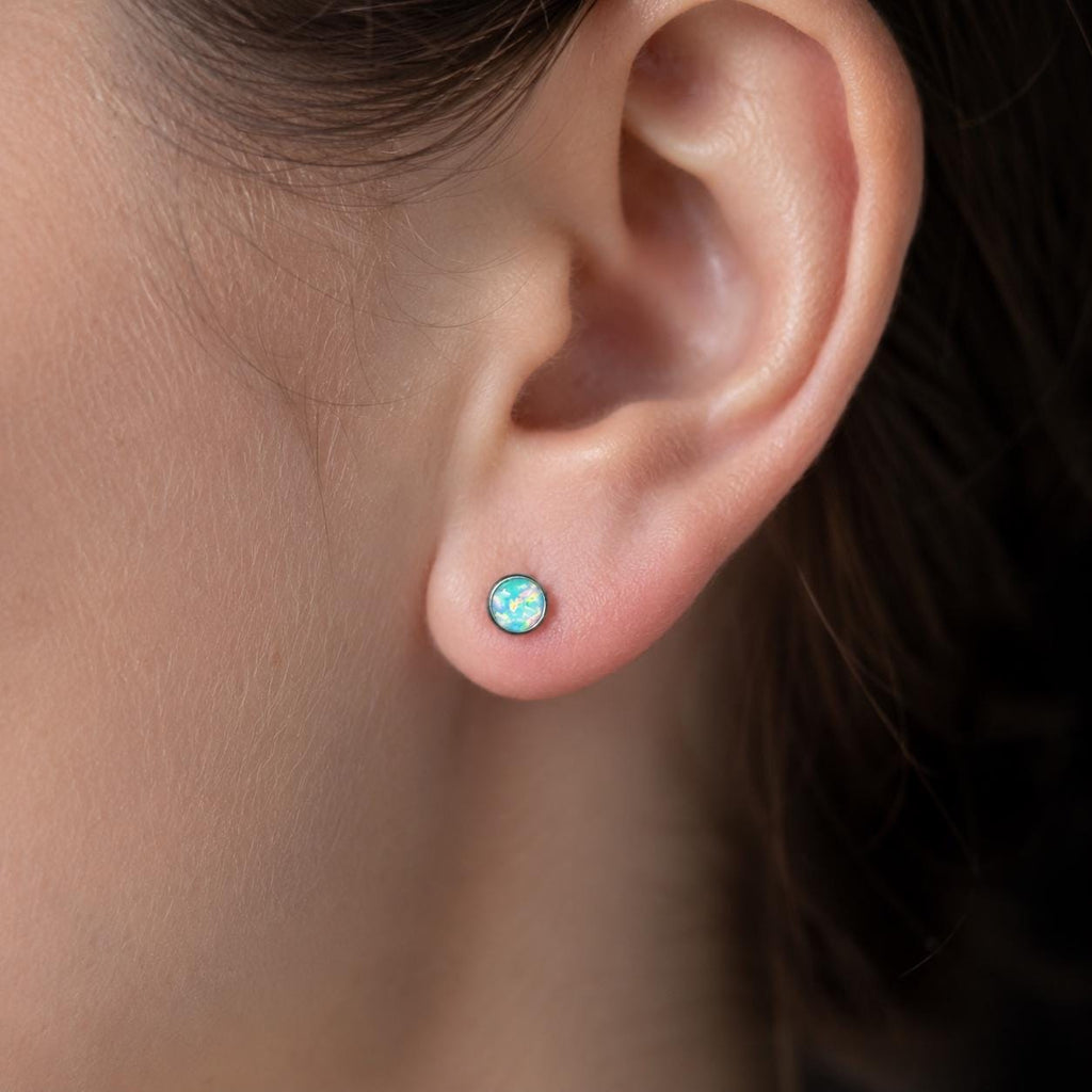 Titanium Fire Opal Threadless Piercing Top - image 3