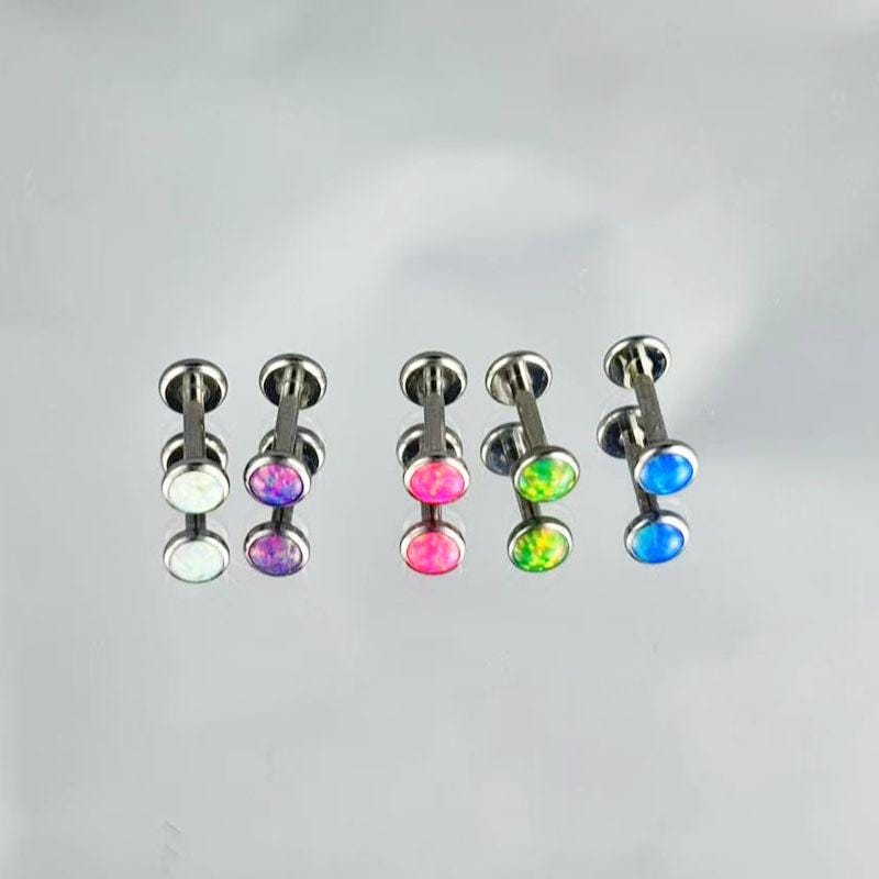 Titanium Fire Opal Threadless Piercing Top - image 8