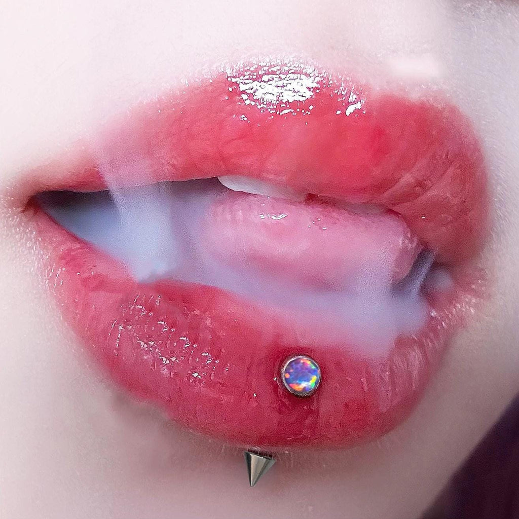 Titanium Fire Opal Bezel Piercing Top - image 4