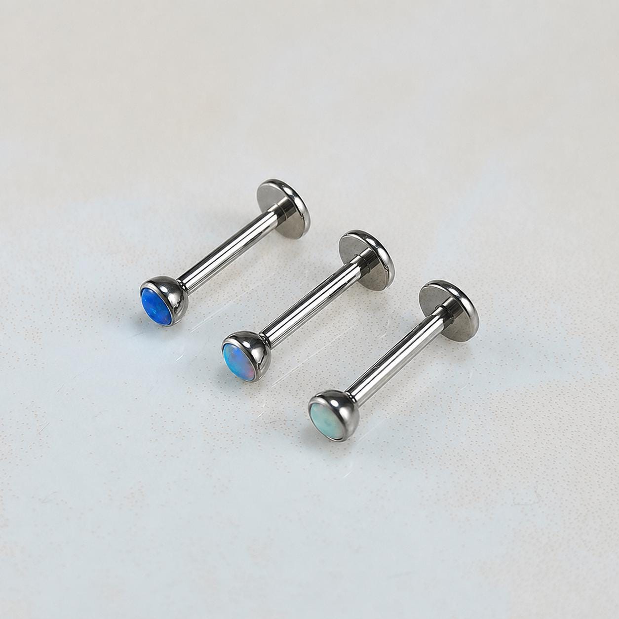 Titanium Fire Opal Threadless Piercing Top - image 5