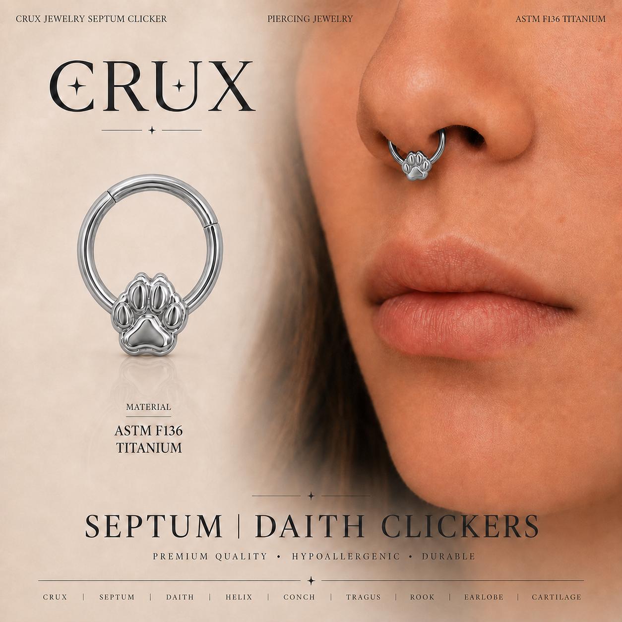 Paw Print Clicker Ring | Blue Titanium Septum Jewelry | Cat Paw Daith Hoop | Cute Cartilage Gift for Her