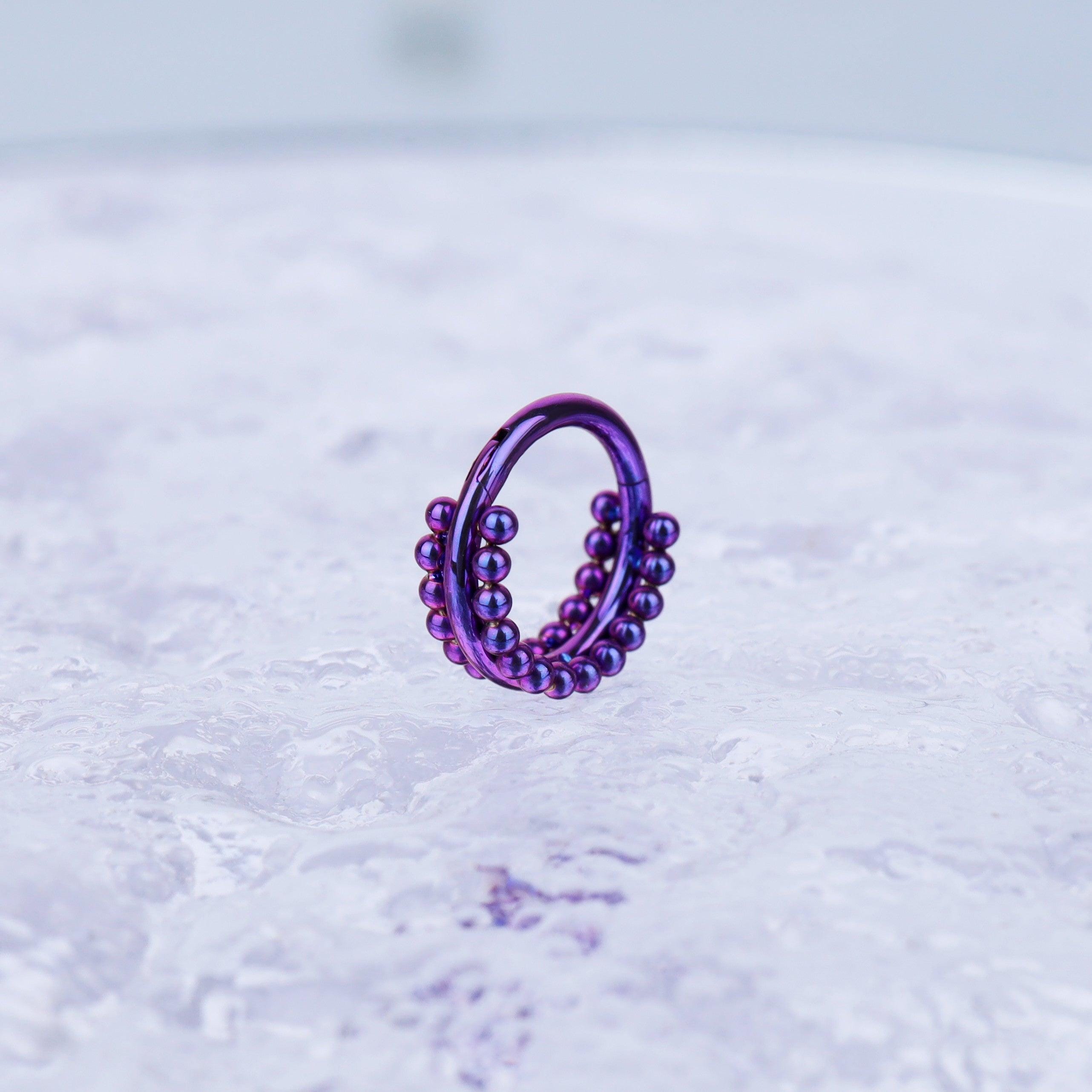 ASTM F136 Titanium Double Hoop Beaded Septum Ring｜16G Hinged Clicker｜Stacked Bead Daith Jewelry｜Hypoallergenic｜Helix Conch Rook Cartilage - Image 8