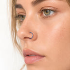 ASTM F136 Titanium Double Hoop Septum Ring｜16G Hinged Clicker｜Minimalist Stacked Daith Jewelry｜Hypoallergenic｜Helix Conch Rook Cartilage - Image 2
