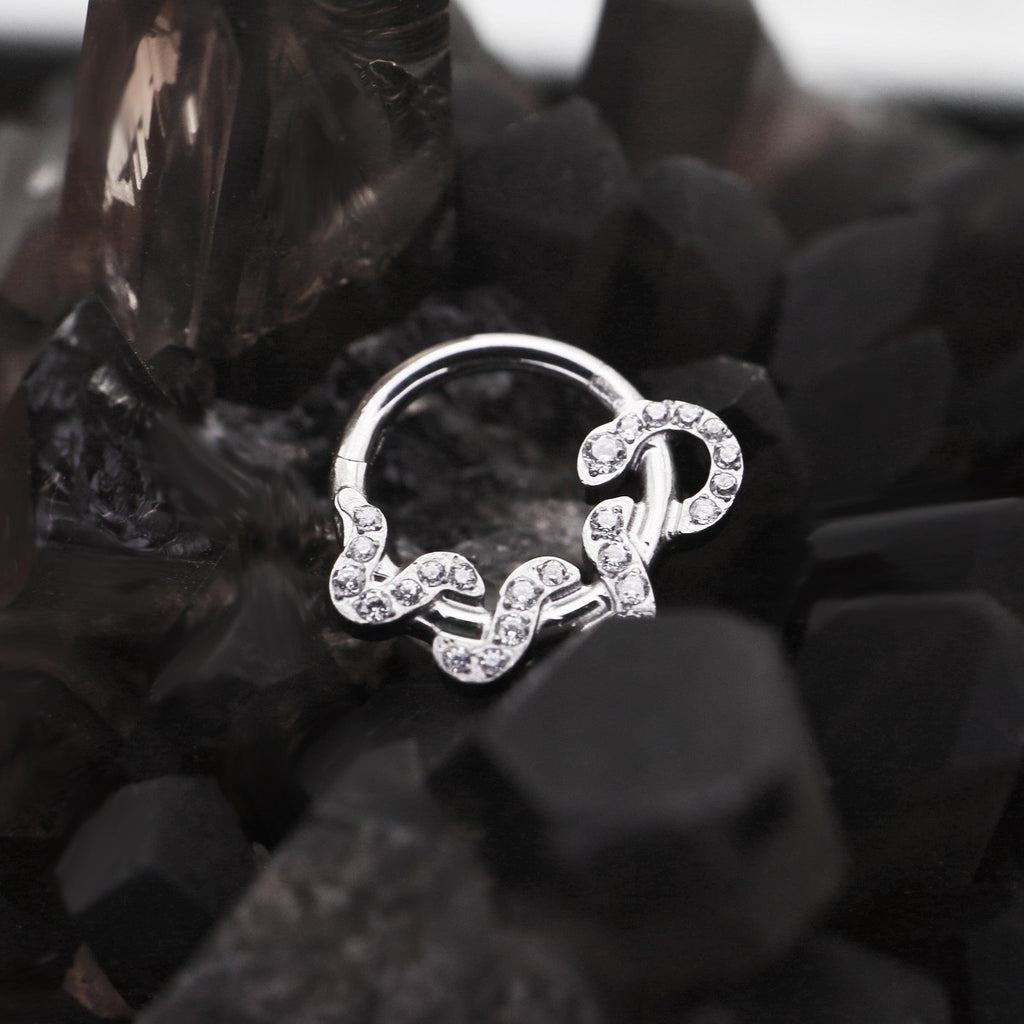 ASTM F136 Titanium Snake Septum Ring｜16G Hinged Clicker｜Sparkling CZ Serpent Daith Jewelry｜Hypoallergenic｜Helix Conch Rook - Image 5