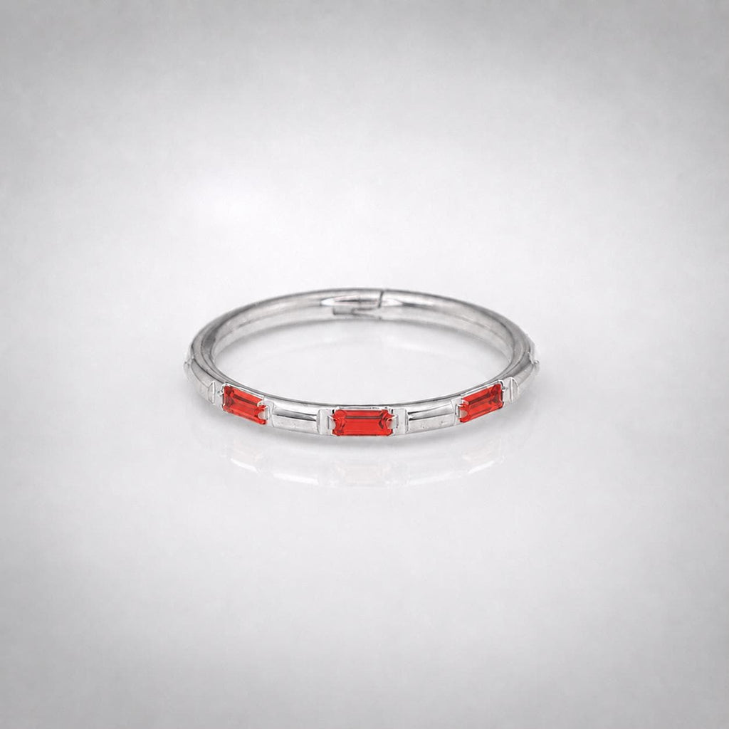 ASTM F136 Titanium Baguette CZ Septum Ring｜16G Hinged Clicker｜Colorful Crystal Daith Jewelry｜Hypoallergenic｜Helix Conch Rook - Image 5
