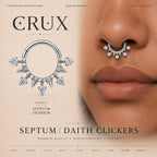 ASTM F136 Titanium Spike CZ Septum Ring｜16G Hinged Clicker｜Gothic Daith Jewelry｜Hypoallergenic｜Helix Conch Rook Cartilage