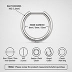ASTM F136 Titanium Septum Ring｜16G Hinged Clicker Hoop｜Minimalist Daith Jewelry｜Hypoallergenic｜Helix Conch Rook Cartilage - Image 7