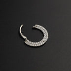 ASTM F136 Titanium Pavé CZ Septum Ring｜16G Double Row Hinged Clicker｜Sparkling Daith Jewelry｜Hypoallergenic｜Helix Conch Rook Cartilage - Image 6