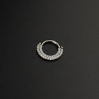 ASTM F136 Titanium Pavé CZ Septum Ring｜16G Double Row Hinged Clicker｜Sparkling Daith Jewelry｜Hypoallergenic｜Helix Conch Rook Cartilage - Image 7