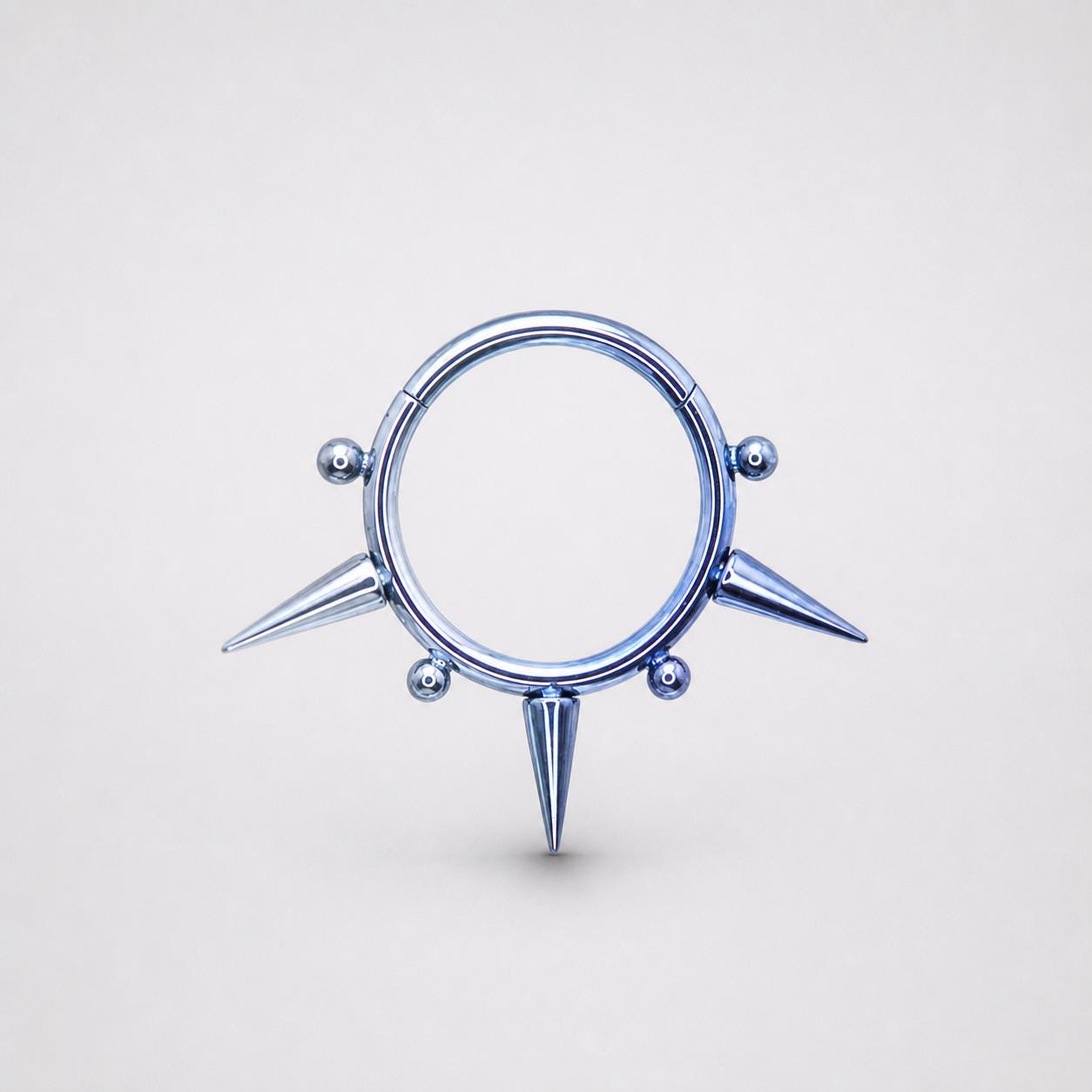 ASTM F136 Titanium Spike & Ball Septum Ring｜16G Hinged Clicker｜Punk Daith Jewelry｜Hypoallergenic｜Helix Conch Rook Cartilage - Image 9