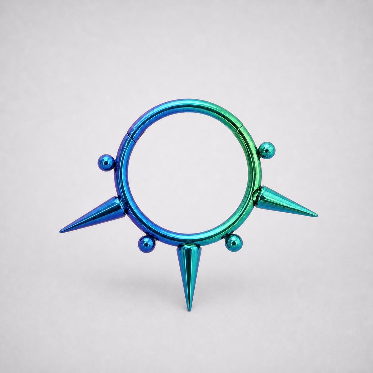 ASTM F136 Titanium Spike & Ball Septum Ring｜16G Hinged Clicker｜Punk Daith Jewelry｜Hypoallergenic｜Helix Conch Rook Cartilage - Image 10