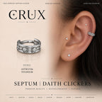 ASTM F136 Titanium Four-Leaf Clover Septum Ring｜16G Hinged Clicker｜Sparkling CZ Daith Jewelry｜Hypoallergenic｜Helix Conch Rook Cartilage