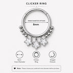 ASTM F136 Titanium Triple Star Septum Ring｜16G Hinged Clicker｜Sparkling CZ Daith Jewelry｜Hypoallergenic｜Helix Conch Rook - Image 8