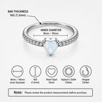ASTM F136 Titanium Opal Heart Septum Ring｜16G Hinged Clicker｜Sparkling CZ Daith Jewelry｜Hypoallergenic｜Helix Conch Rook Cartilage - Image 7