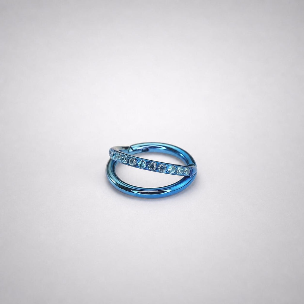 ASTM F136 Titanium Double Layer CZ Septum Ring｜16G Hinged Clicker｜Stacked Daith Jewelry｜Hypoallergenic｜Helix Conch Rook Cartilage - Image 5