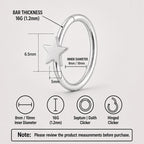 ASTM F136 Titanium Star & Cross Septum Ring｜16G Hinged Clicker｜Minimalist Daith Jewelry｜Hypoallergenic｜Helix Conch Rook Cartilage - Image 6
