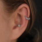 ASTM F136 Titanium Triple Star Septum Ring｜16G Hinged Clicker｜Sparkling CZ Daith Jewelry｜Hypoallergenic｜Helix Conch Rook - Image 2