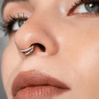 ASTM F136 Titanium Double Layer CZ Septum Ring｜16G Hinged Clicker｜Stacked Daith Jewelry｜Hypoallergenic｜Helix Conch Rook Cartilage - Image 2