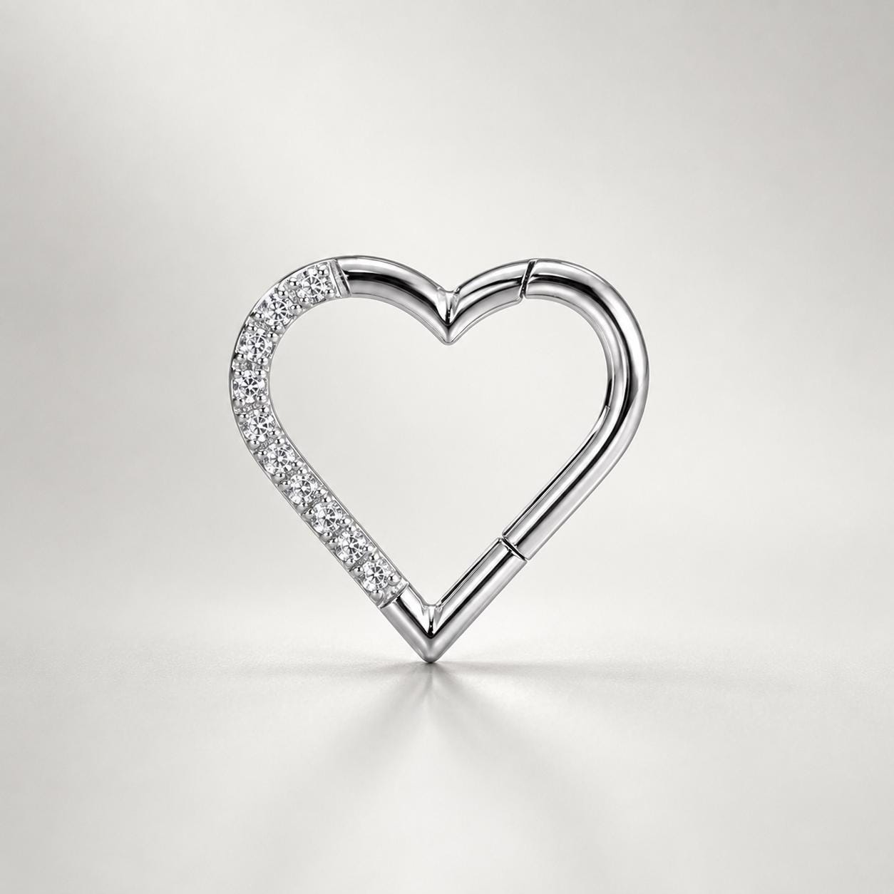 ASTM F136 Titanium CZ Heart Septum Ring｜16G Hinged Clicker｜Sparkling Heart Daith Jewelry｜Hypoallergenic｜Helix Conch Rook - Image 10