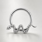 ASTM F136 Titanium Snake Septum Ring｜16G Hinged Clicker｜Serpent Daith Jewelry｜Hypoallergenic｜Helix Conch Rook Cartilage - Image 6