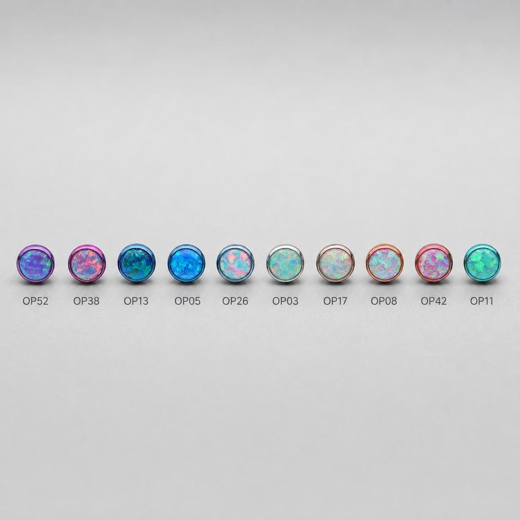 Titanium Fire Opal Bezel Piercing Top - image 7