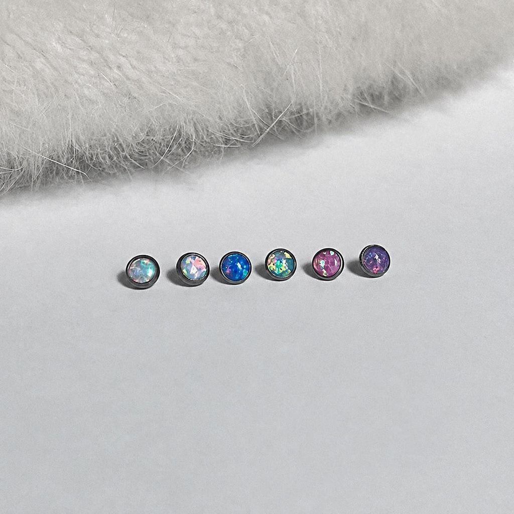 Titanium Fire Opal Bezel Piercing Top - image 5