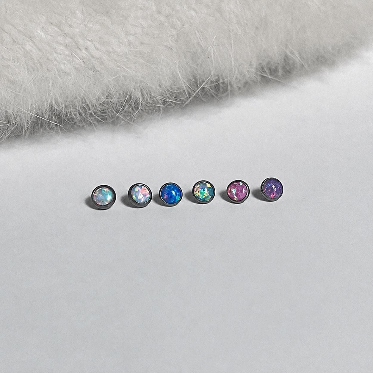 Titanium Fire Opal Bezel Piercing Top - image 5