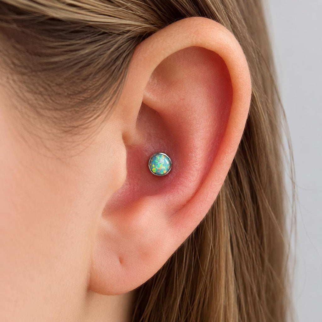 Titanium Fire Opal Wave-Edge Piercing Top - image 2