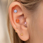 Titanium Fire Opal Bezel Piercing Top - image 3