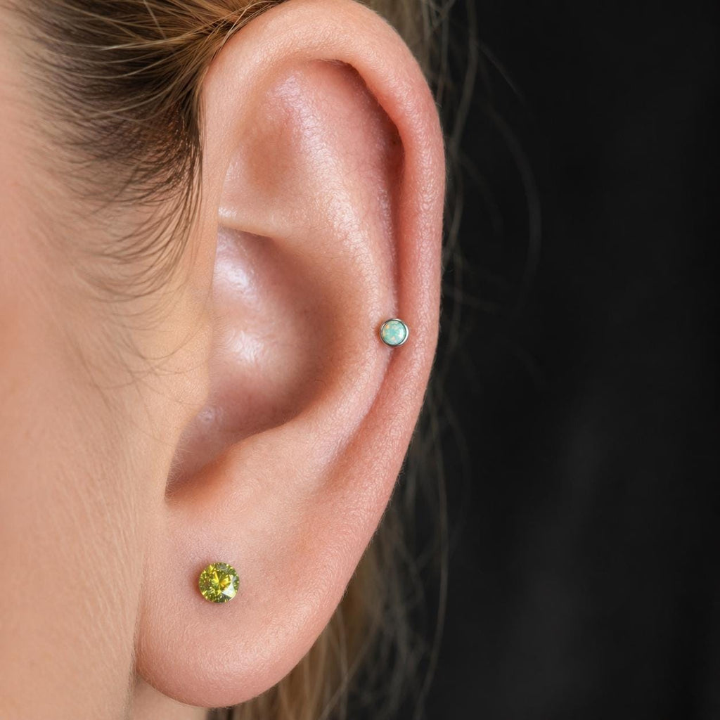 Titanium Fire Opal Threadless Piercing Top - image 2